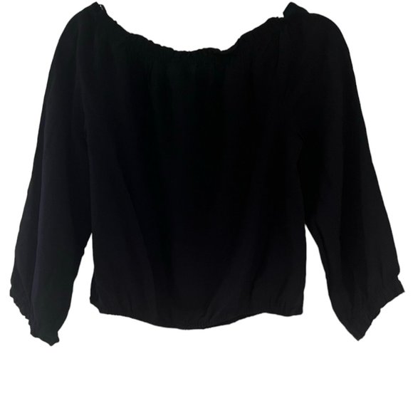 Women's NWT Candies 3/4 Sleeve Crop Off Shoulder Embroidered Peasant Blouse S - Picture 4 of 5